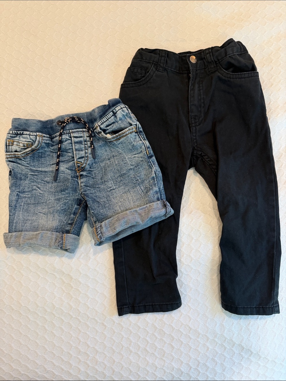 Kids 2T Blue Denim Shorts & Black Pants Set - Brand: Gymboree and Kenneth Cole.